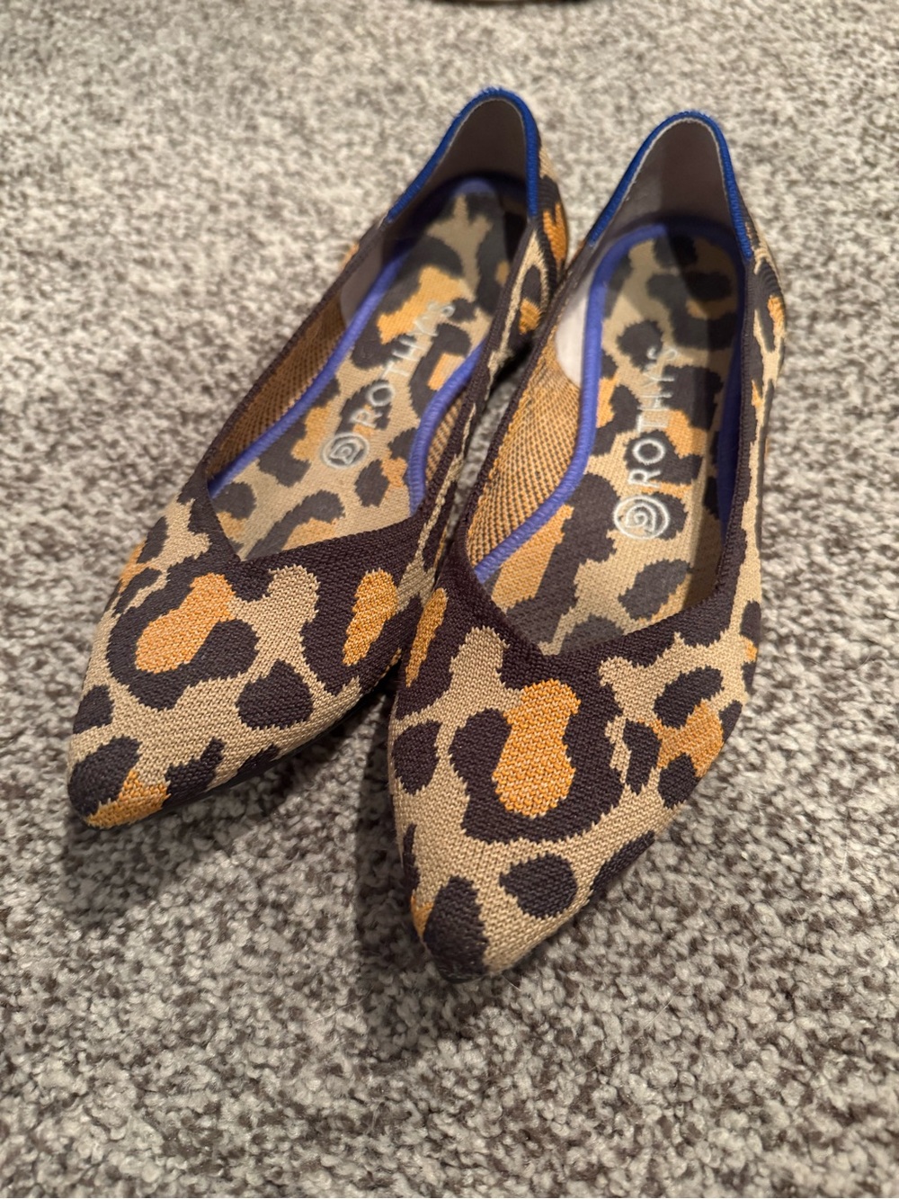 Rothy's Leopard Print Pointed Toe Flats - Brown/Black/Gold